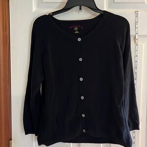 VTG-original island sport-M-black silk blend crewneck button up cardigan sweater